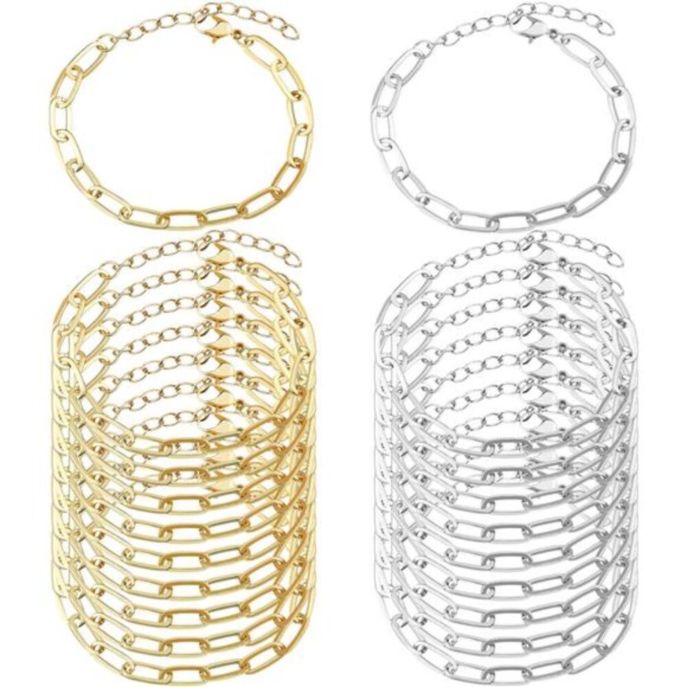 20pcs chain bracelets kit gold silver lobster clasp DIY jewelry making supplies